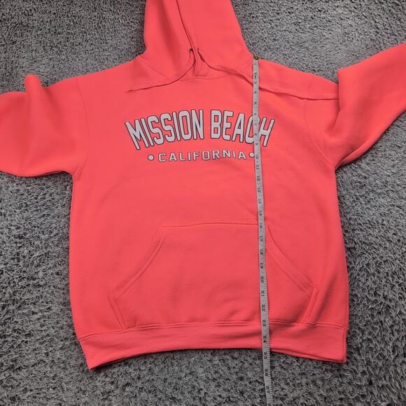 Mission Beach San Diego Hoodie Adult Small Neon Orange Destination Pullover - Picture 4 of 6